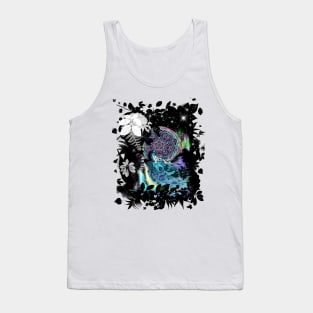 Colorful Rainbow Wolf Tshirt animal head print design with dream catcher Tank Top